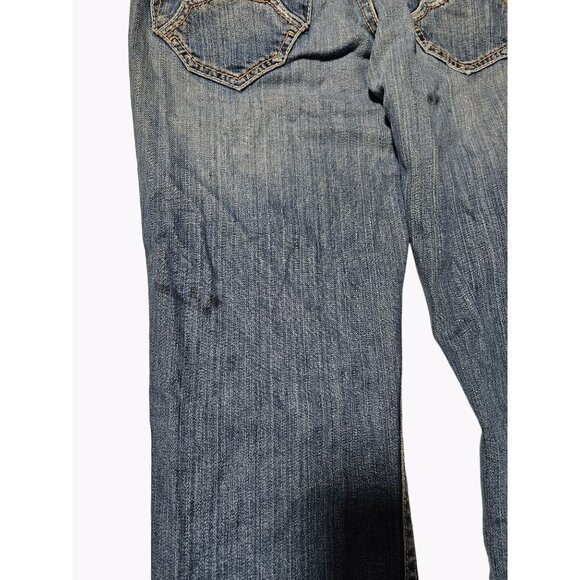 Denim of Virtue Jeans Womens Size 25 Boot Cut Low Rise Light Wash Ripped - Picture 4 of 10